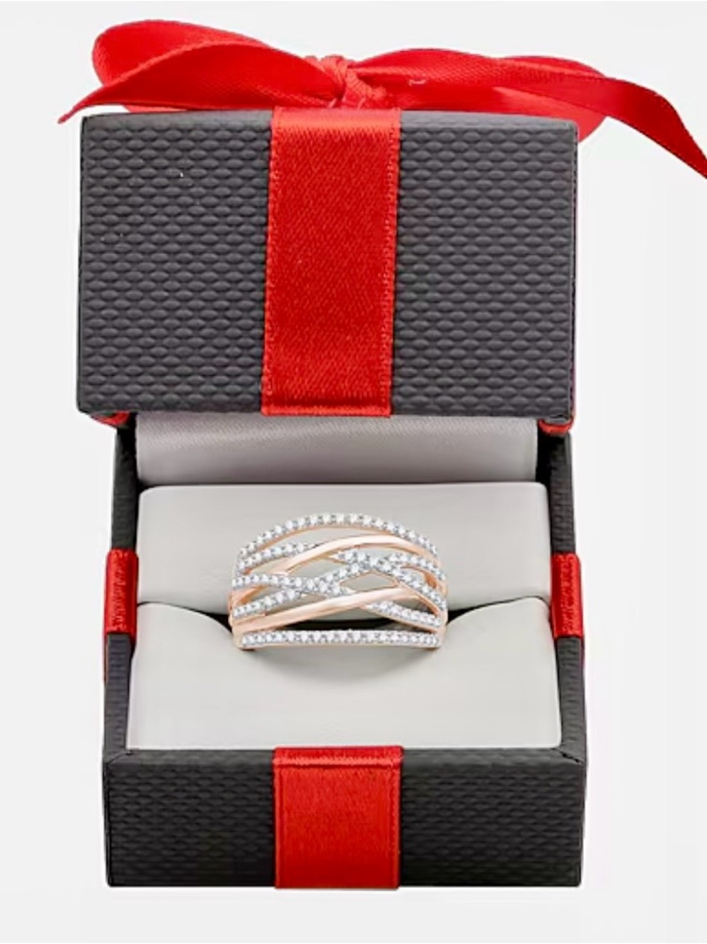 Natural White Diamond Pave Criss-Cross Ring - Women's Jewelry Ring